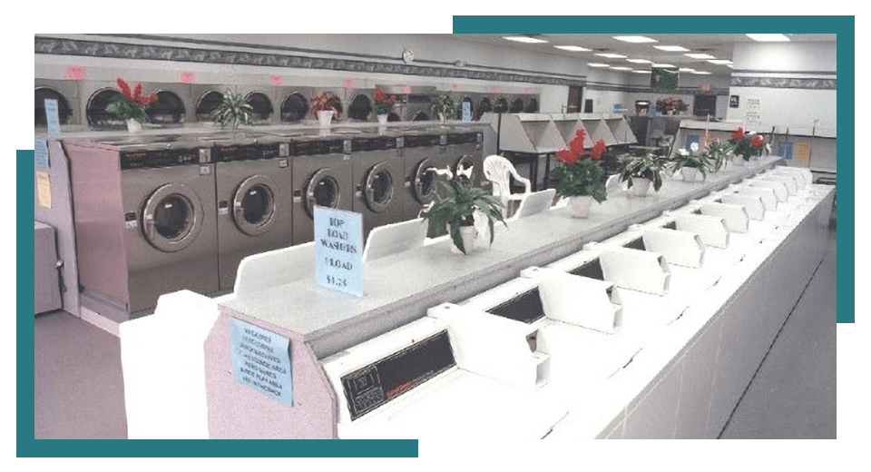 A row of machines in a room with plants.